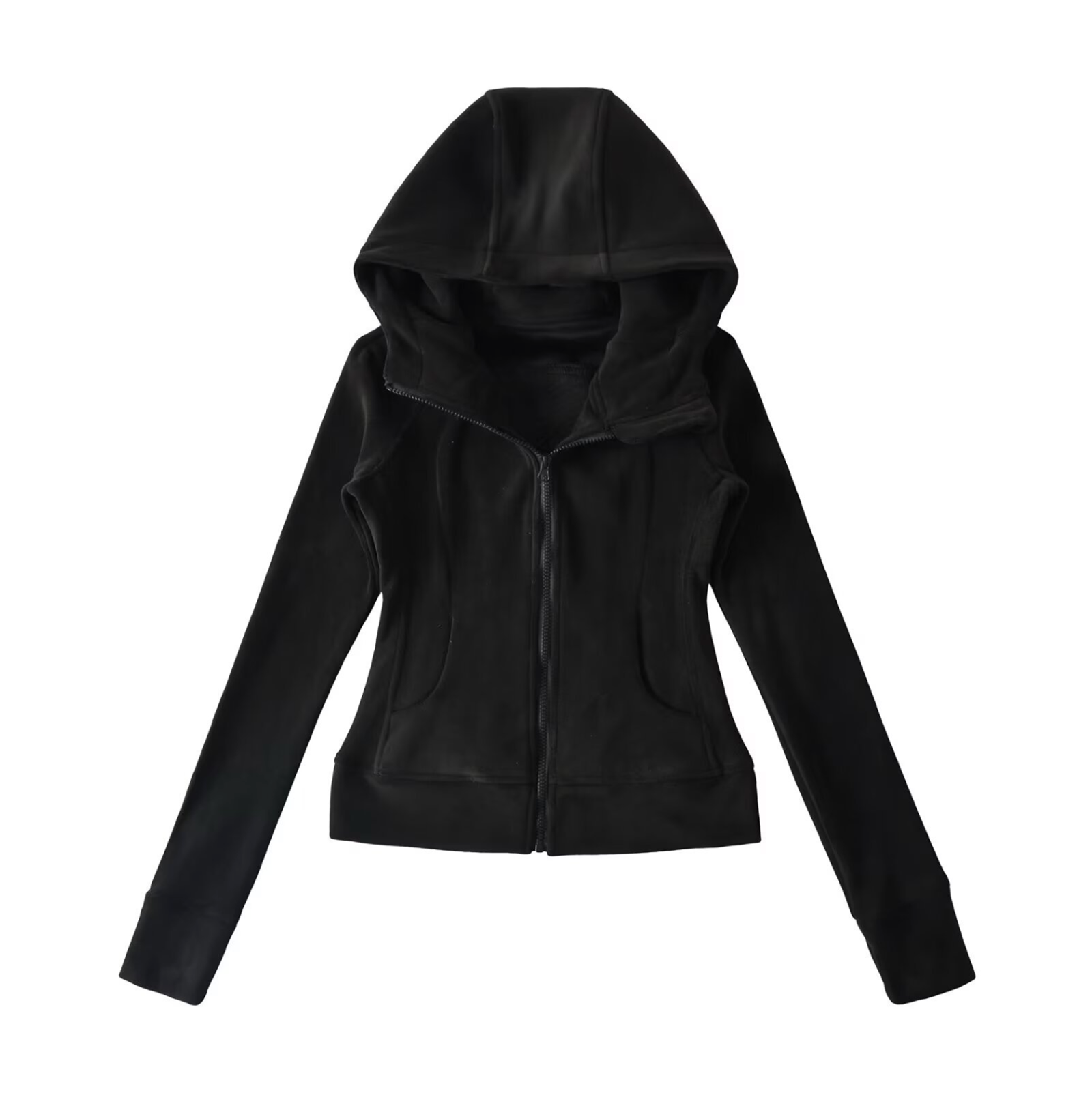 SOFT GIRL ERA ZIP UP HOODIE - BLACK