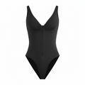 GEORGIA SEAMLESS ZIPPER BODYSUIT - BLACK