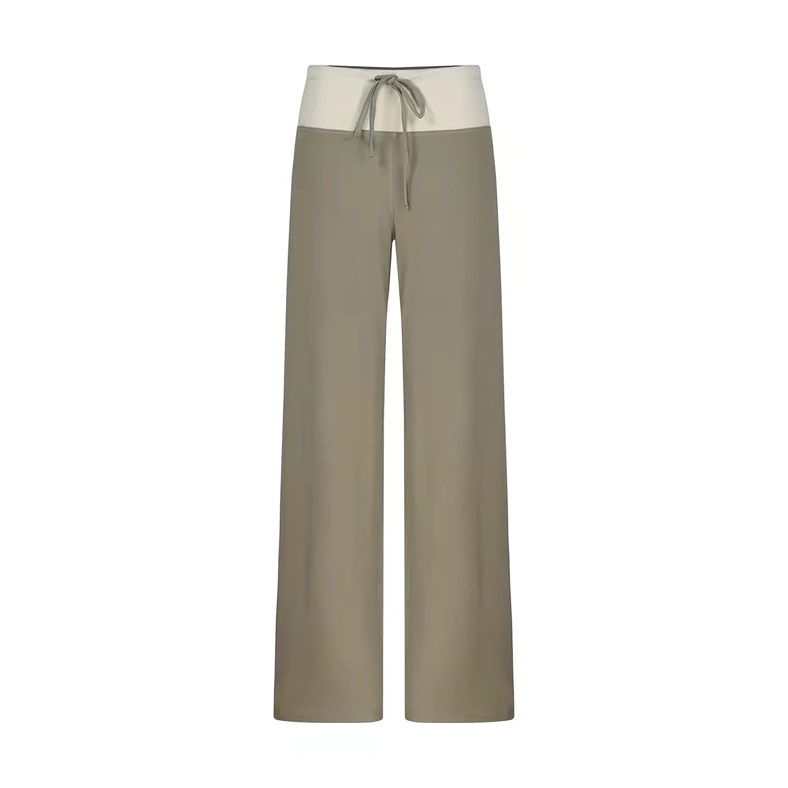 CITY GIRL WIDE LEG PANT SET - OLIVE / BURGUNDY