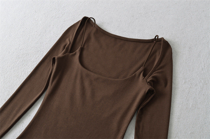 NEED ME OFF SHOULDER TOP - DARK BROWN