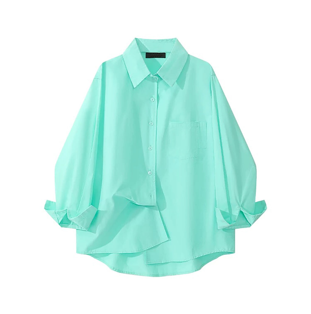 PICNIC DATE LOOSE FIT LONG SLEEVE SHIRT - MINT