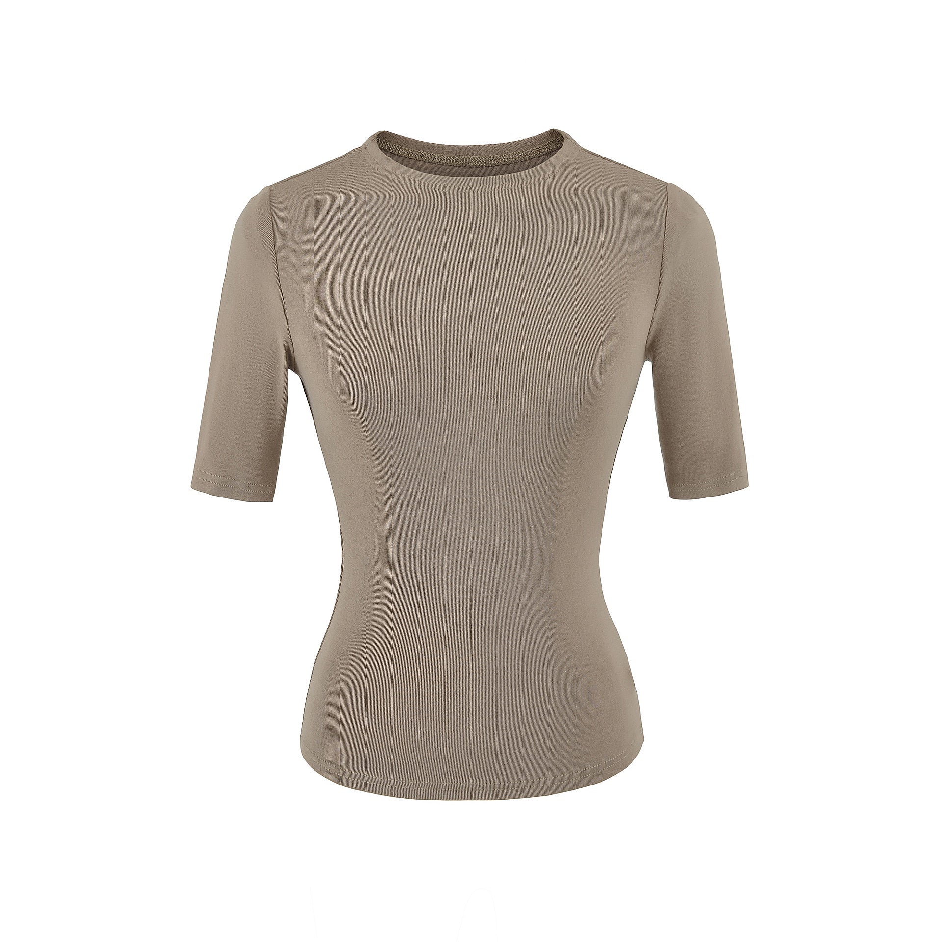 TAYLER CREW NECK TOP - MOCHA BROWN