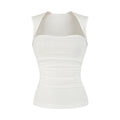 DIA SQUARE NECK SLEEVELESS TOP - WHITE / BLACK