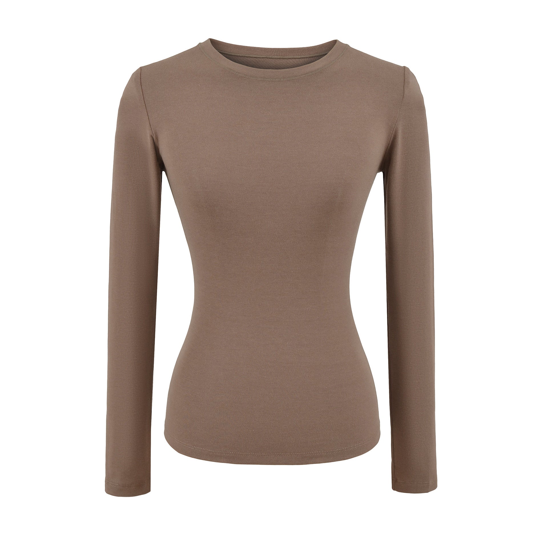 ALYSSA BASIC LONG SLEEVE TOP - CARAMEL MOCCA