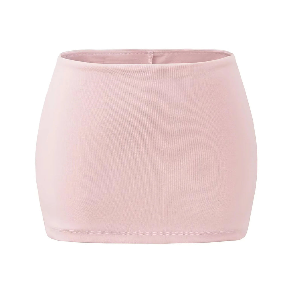 EYES ON ME STRAPLESS HALTER TOP & MINI SKORT SET - SOFT PINK