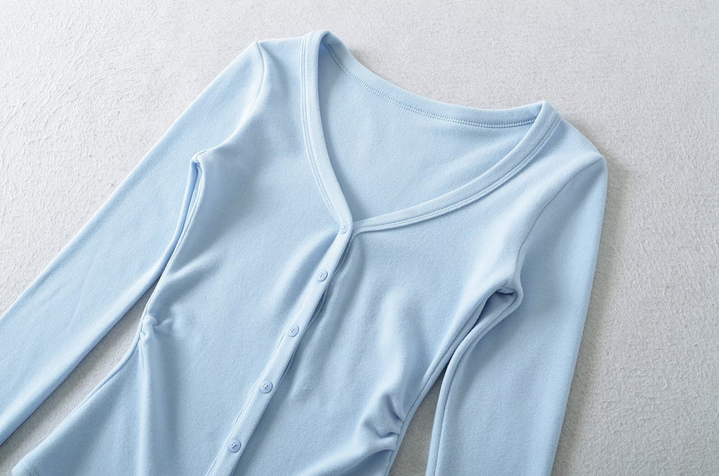 TOO SWEET BUTTON UP CARDIGAN TOP - LIGHT BLUE