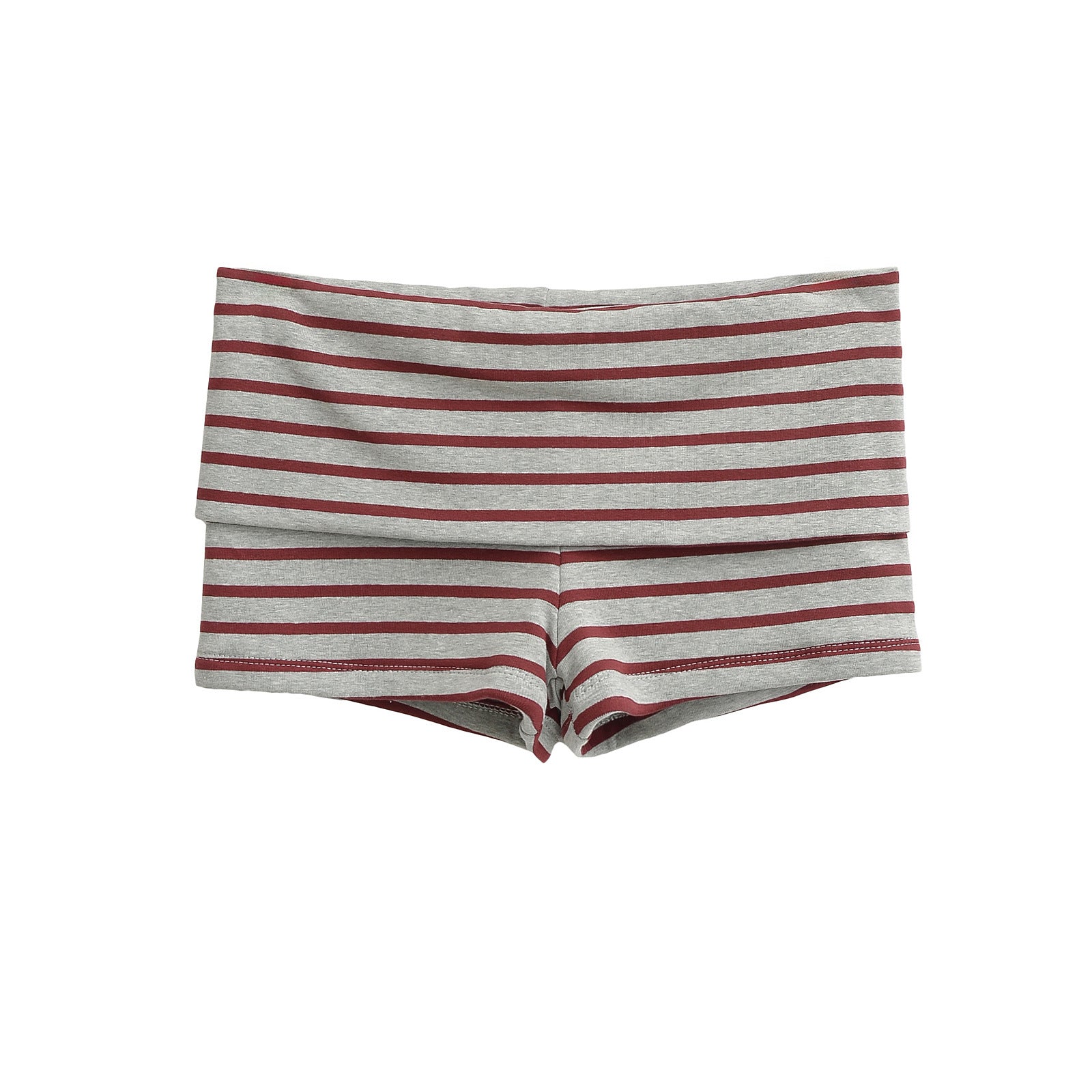 BONNIE STRIPED FOLDOVER WAIST SHORT - RED