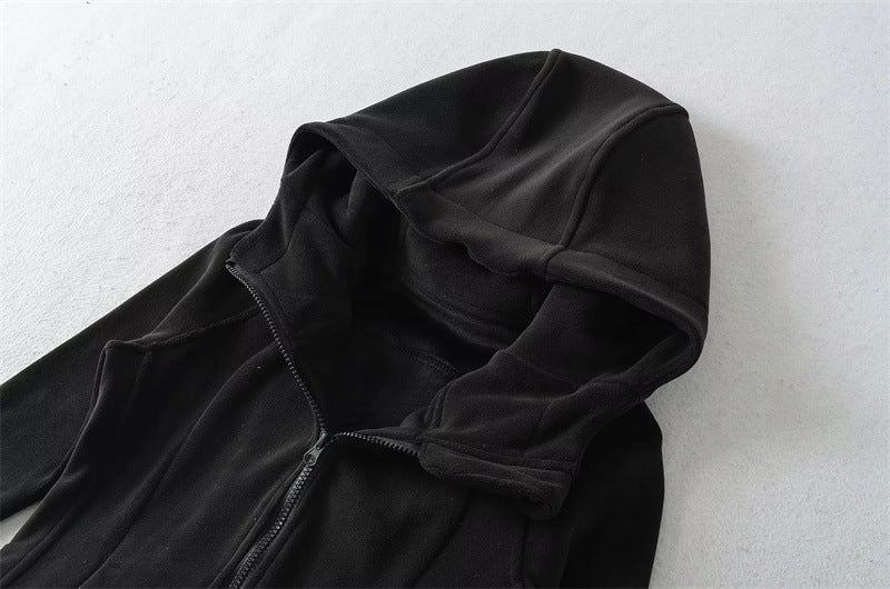 SOFT GIRL ERA ZIP UP HOODIE - BLACK