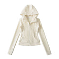 SOFT GIRL ERA ZIP UP HOODIE  - CREAM