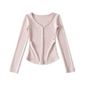 TOO SWEET BUTTON UP CARDIGAN TOP - SOFT PINK