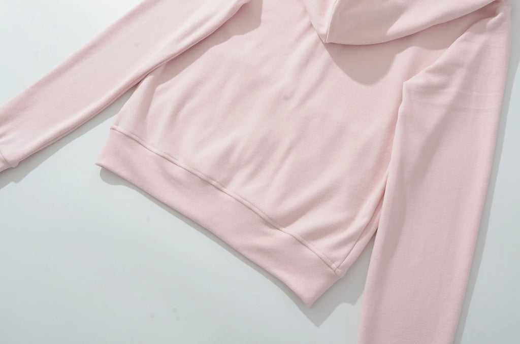 MINIMALIST FLEECE ZIP UP HOODIE - PINK