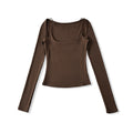 NEED ME OFF SHOULDER TOP - DARK BROWN