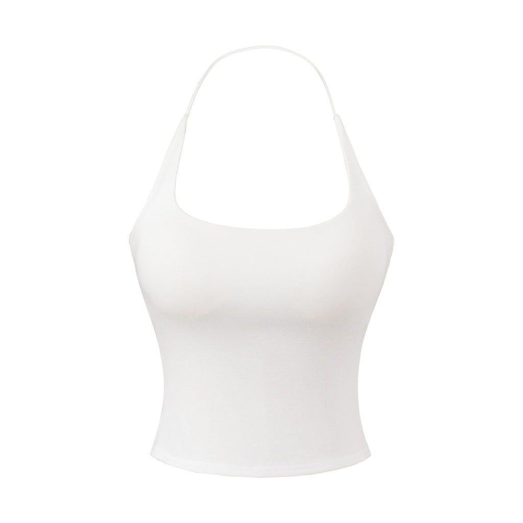 LILY BACKLESS TOP - WHITE / GRAY
