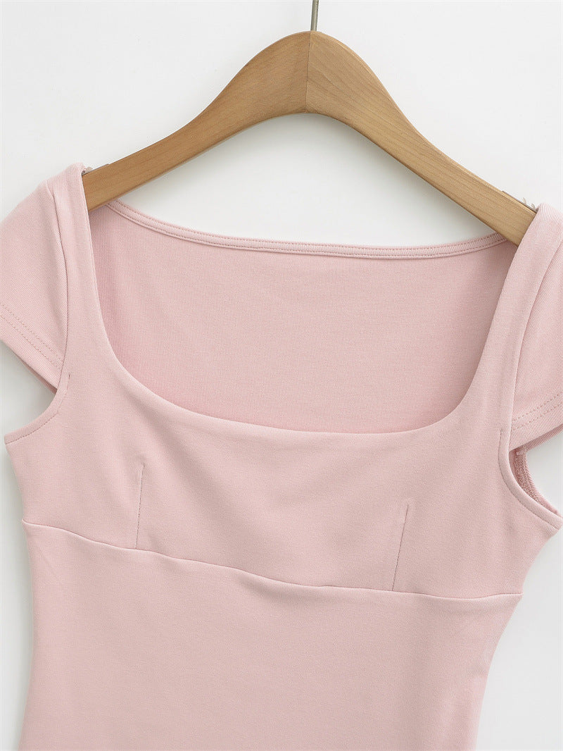 JENNY SQUARE NECK TOP - PINK