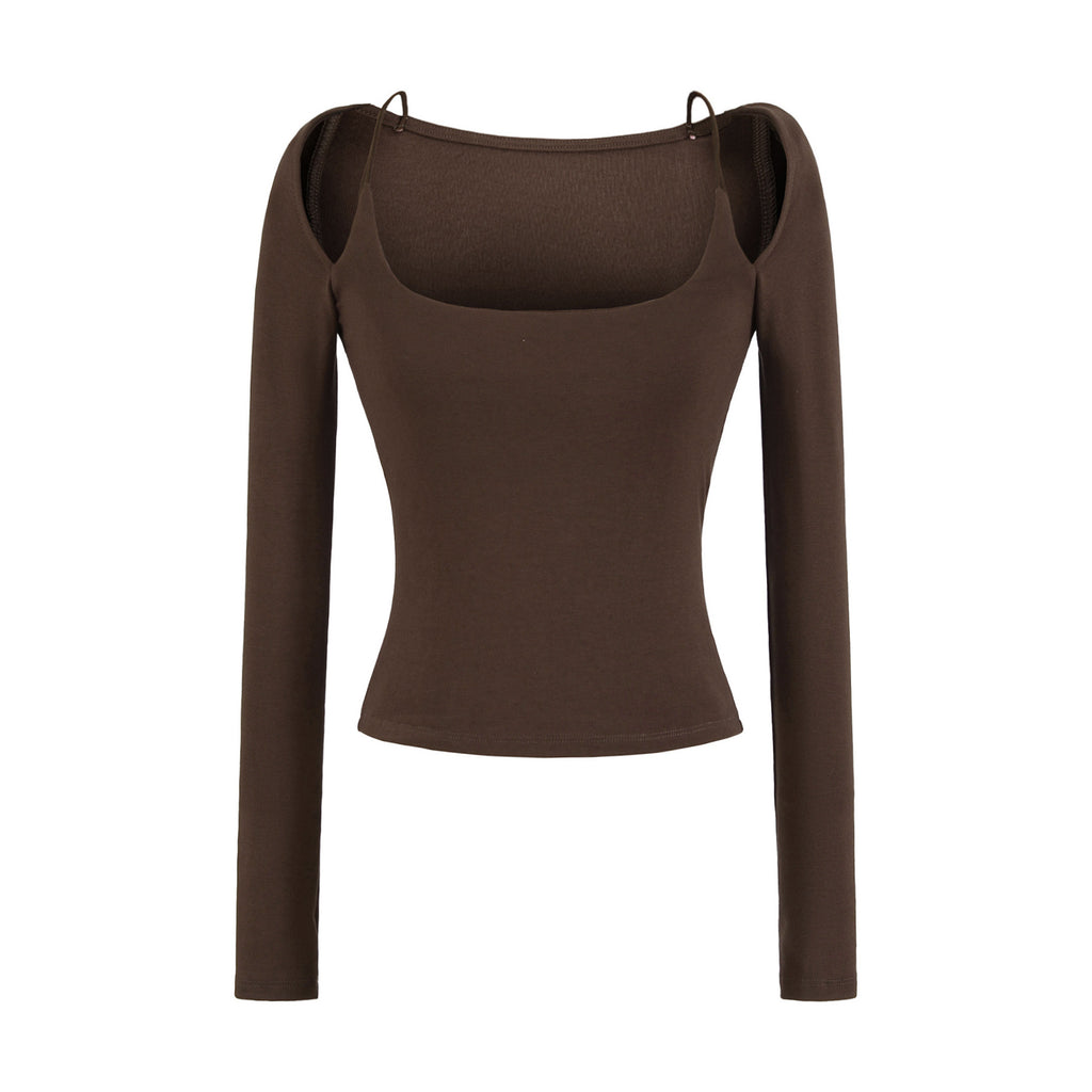 NEED ME OFF SHOULDER TOP - DARK BROWN