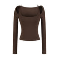 NEED ME OFF SHOULDER TOP - DARK BROWN