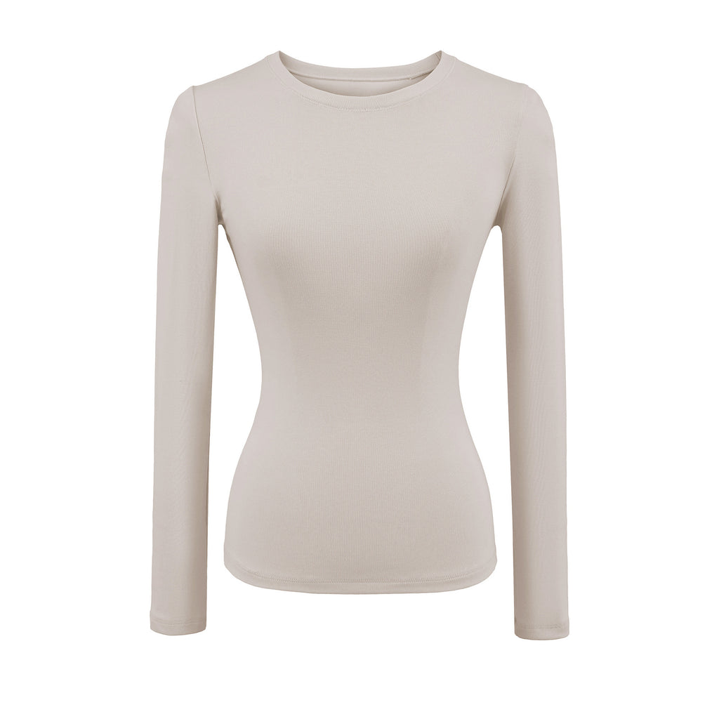 ALYSSA BASIC LONG SLEEVE TOP -STONE