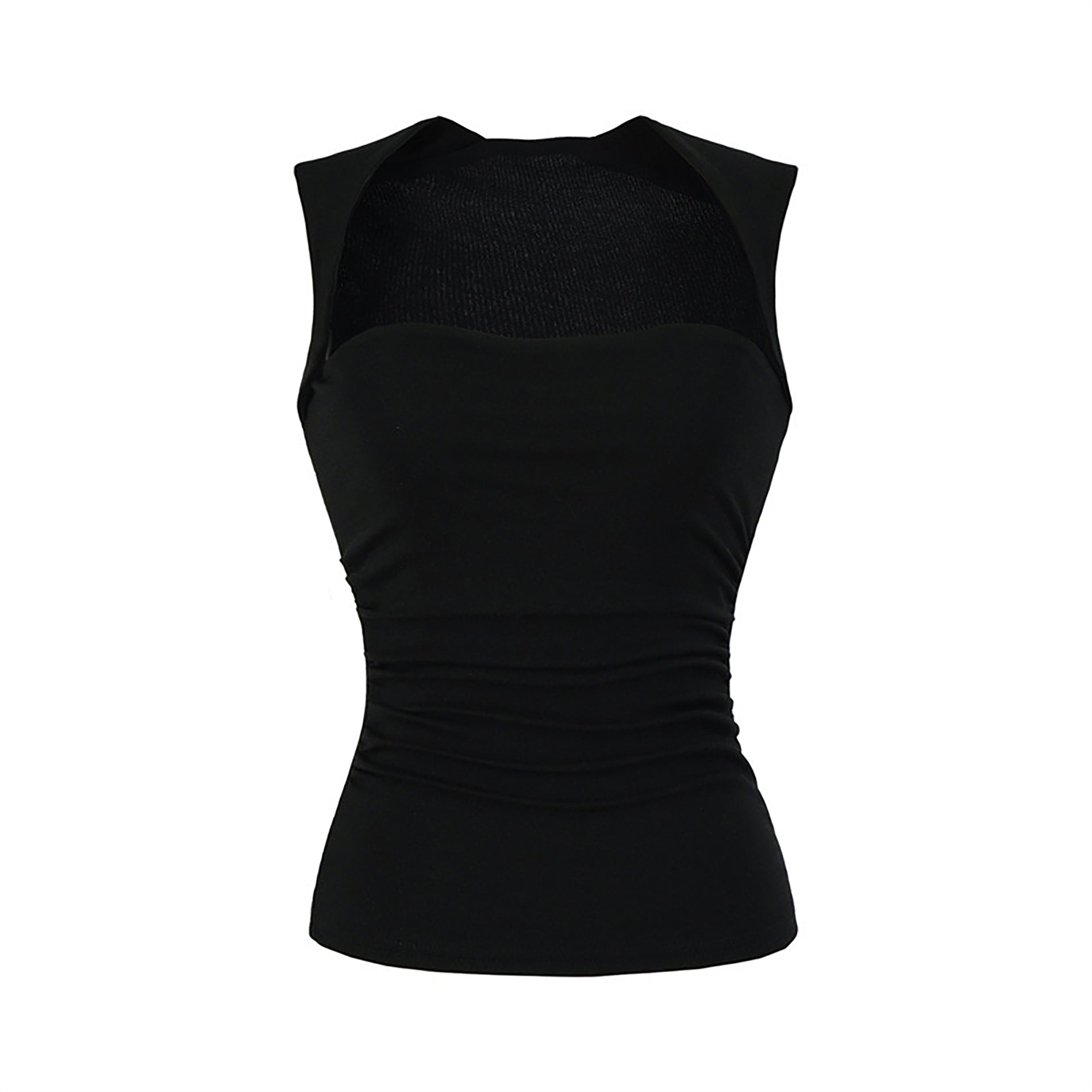 DIA SQUARE NECK SLEEVELESS TOP - WHITE / BLACK