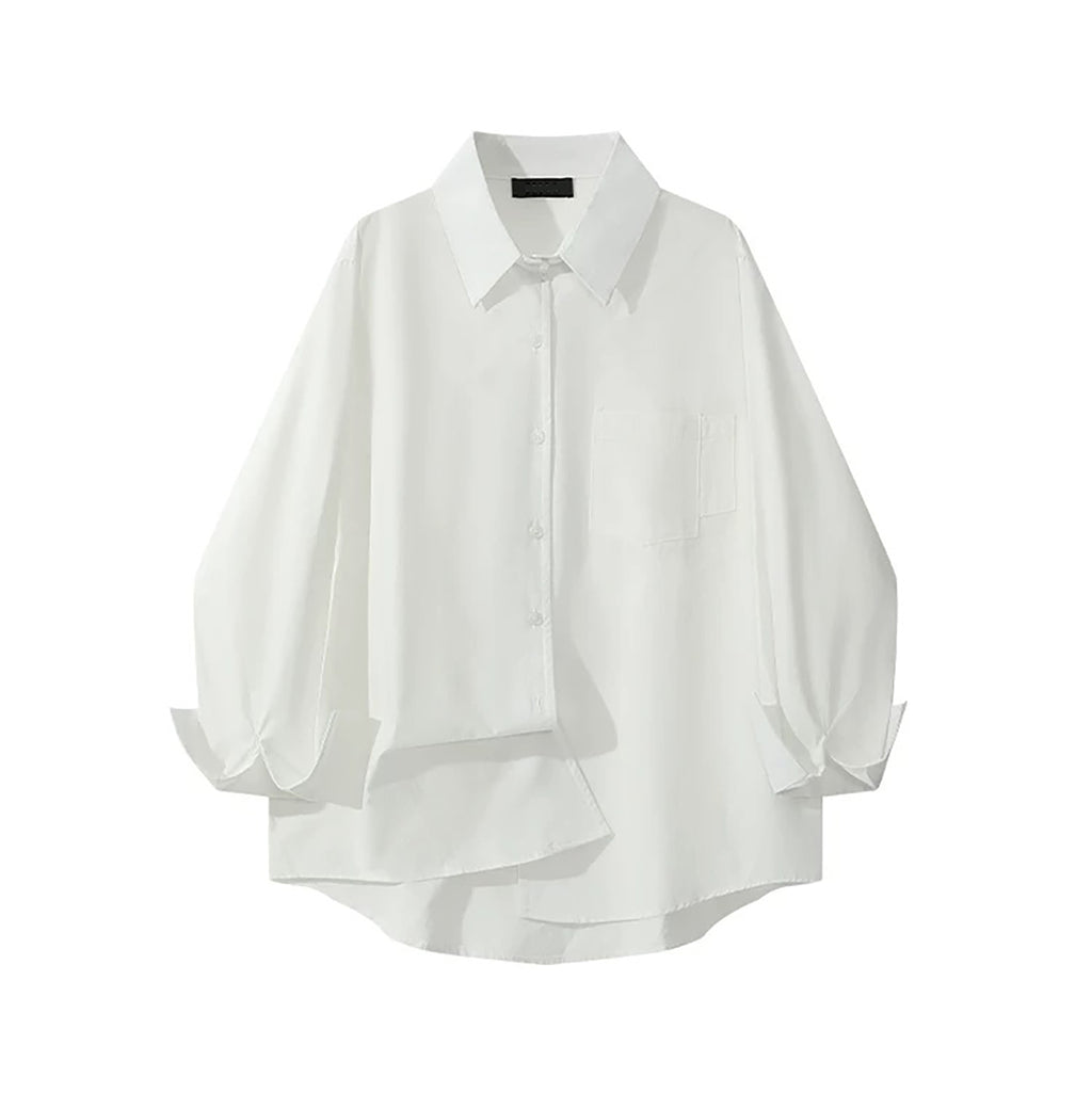 PICNIC DATE LOOSE FIT LONG SLEEVE SHIRT - WHITE