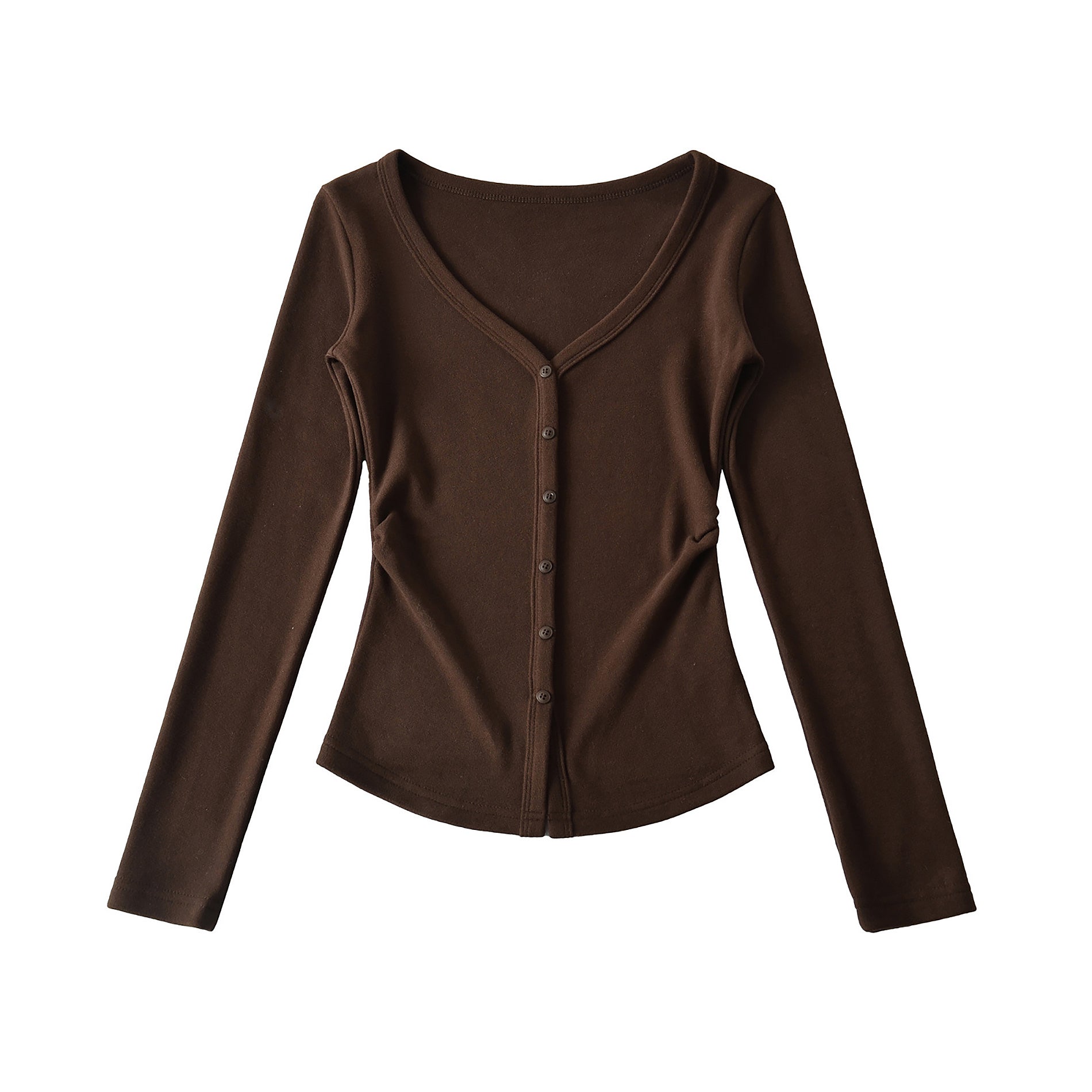 TOO SWEET BUTTON UP CARDIGAN TOP - WHITE / BLACK / DARK BROWN