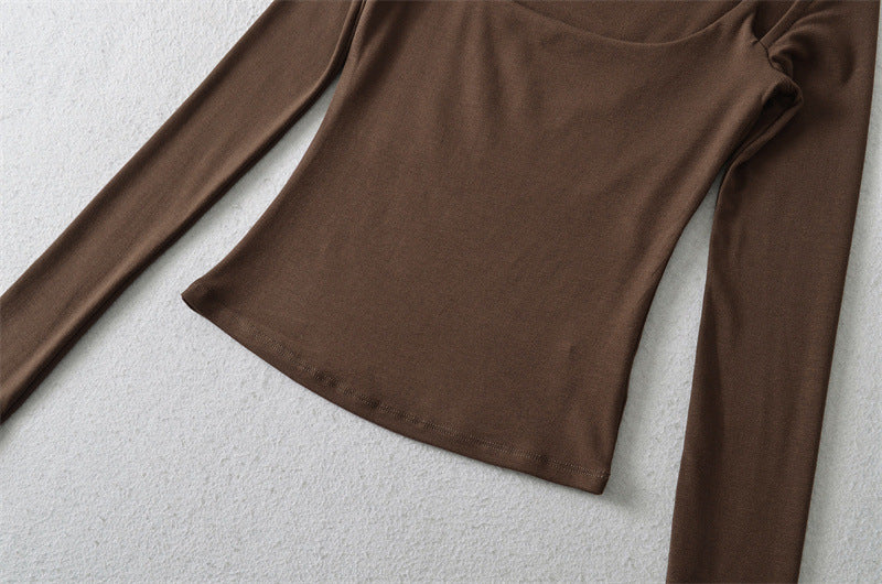 NEED ME OFF SHOULDER TOP - DARK BROWN
