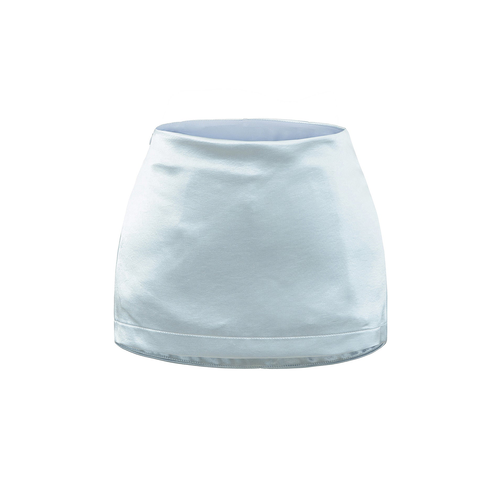 LORA SATIN LOW RISE MINI SKIRT - ICE BLUE / SILVER GRAY