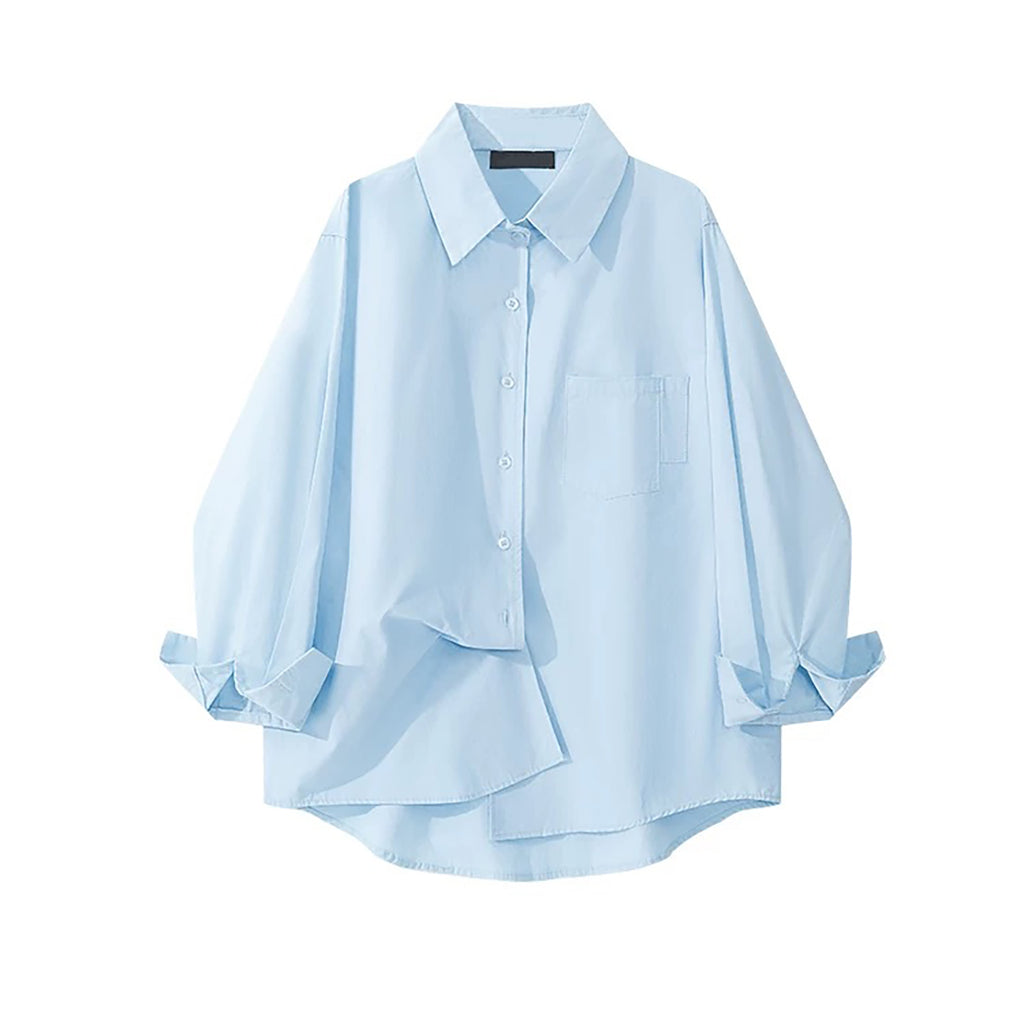 PICNIC DATE LOOSE FIT LONG SLEEVE SHIRT - PINK / BLUE