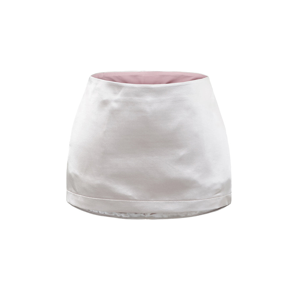 LORA SATIN LOW RISE MINI SKIRT - PINK