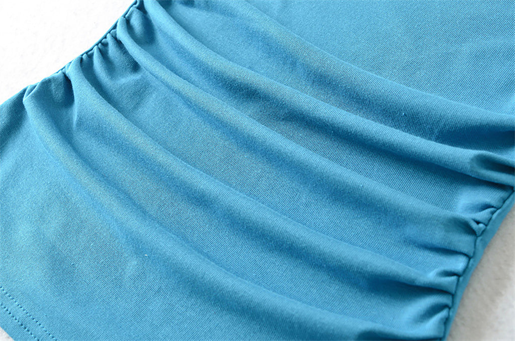 DIA SQUARE NECK SLEEVELESS TOP - TEAL BLUE