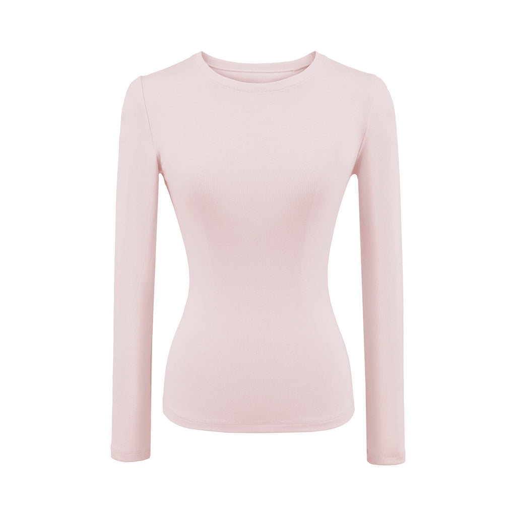 ALYSSA BASIC LONG SLEEVE TOP - SOFT PINK