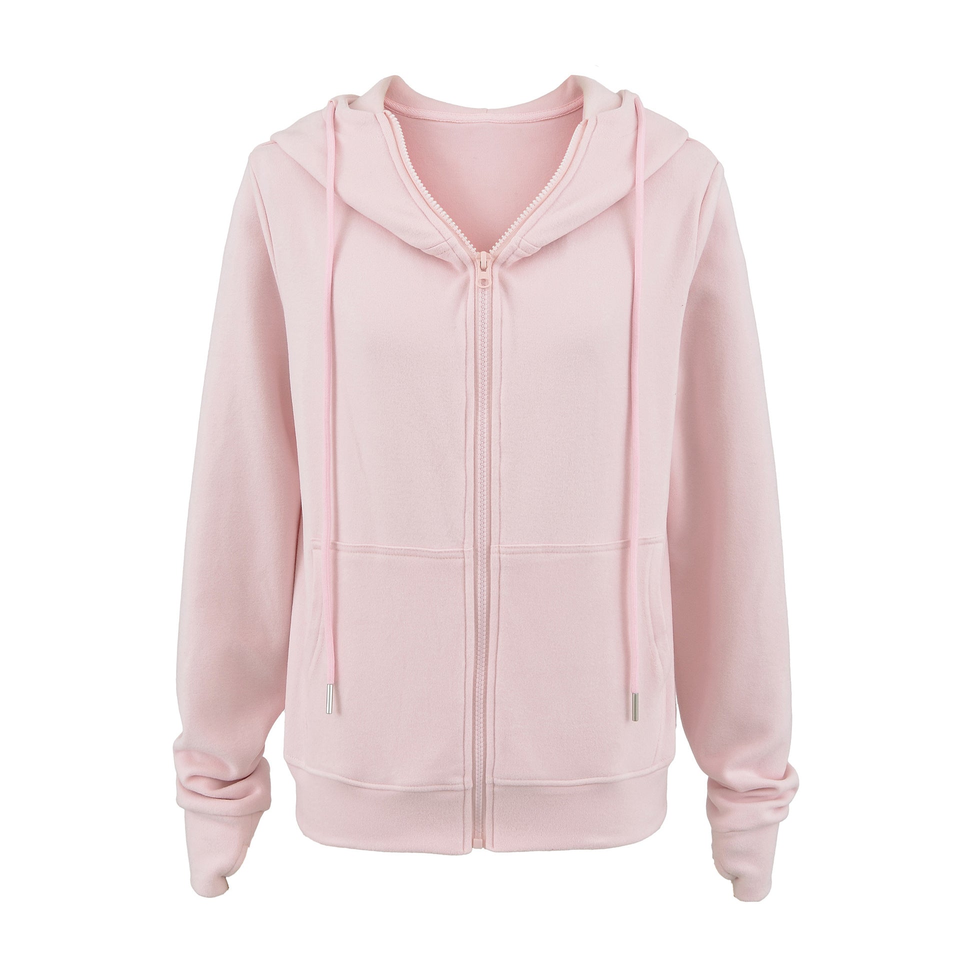 MINIMALIST FLEECE ZIP UP HOODIE - PINK