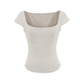 JENNY SQUARE NECK TOP - KHAKI