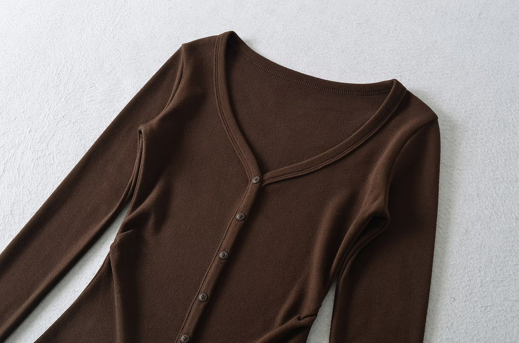 TOO SWEET BUTTON UP CARDIGAN TOP - WHITE / BLACK / DARK BROWN
