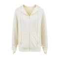 MINIMALIST FLEECE ZIP UP HOODIE - CREAM