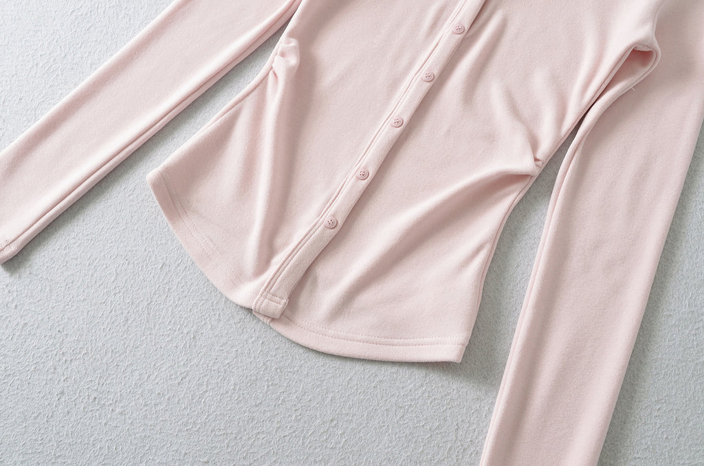 TOO SWEET BUTTON UP CARDIGAN TOP - SOFT PINK