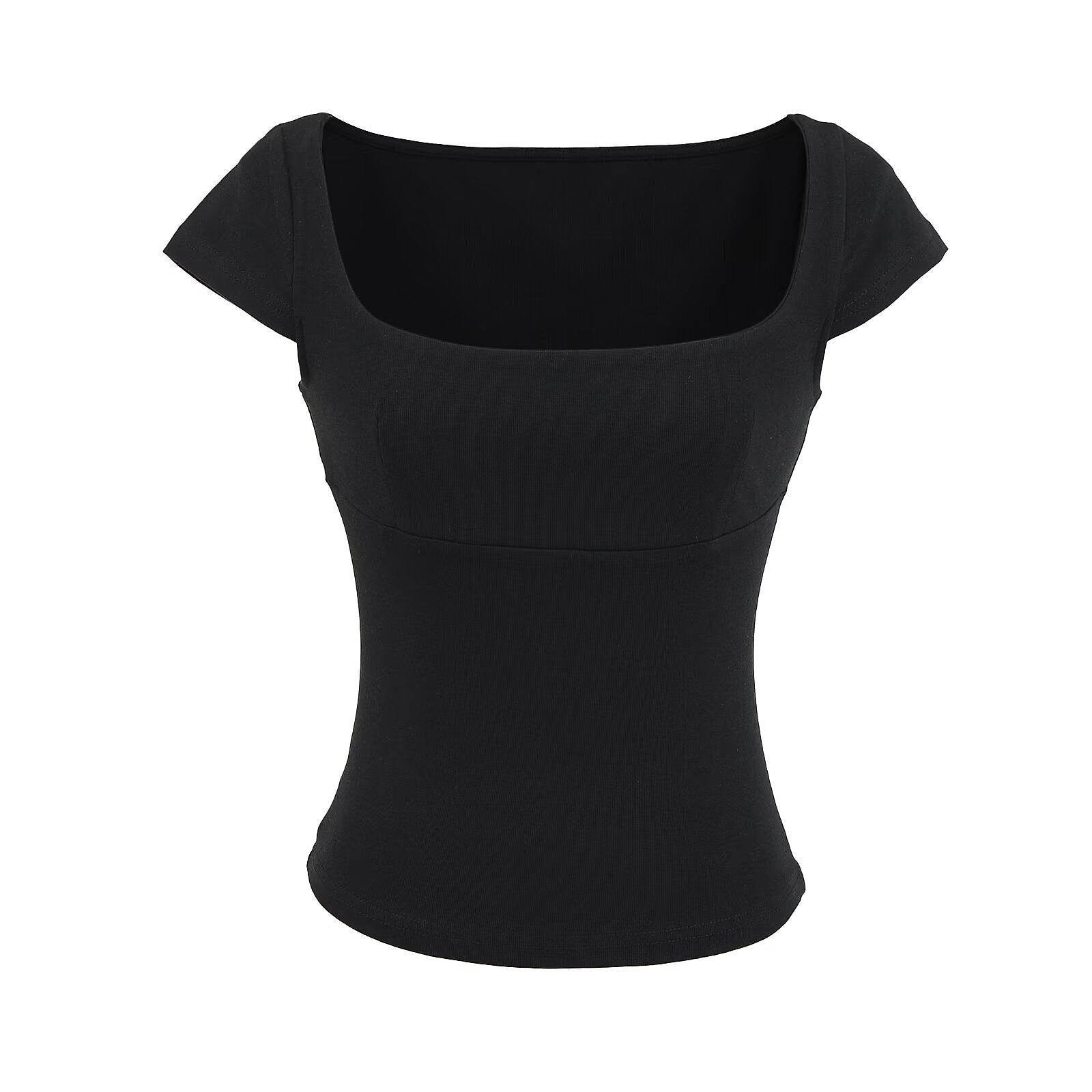 JENNY SQUARE NECK TOP - BLACK