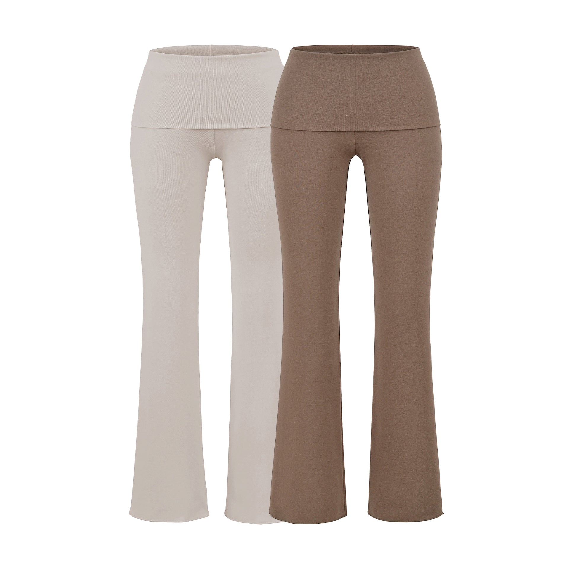 CRUSHING ON YOU FOLD OVER PANT - STONE / MOCHA BROWN
