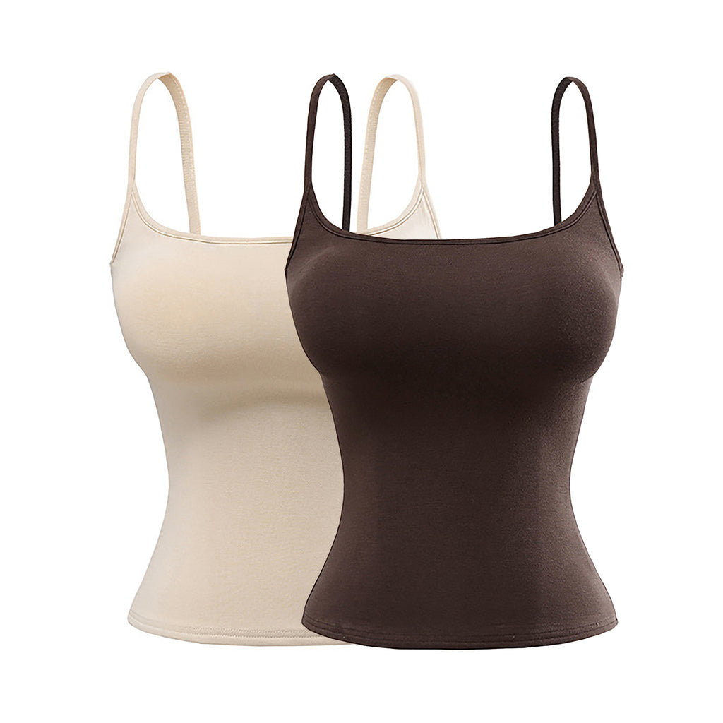 SYDNEY BRA CAMI TOP - BEIGE / DARK BROWN